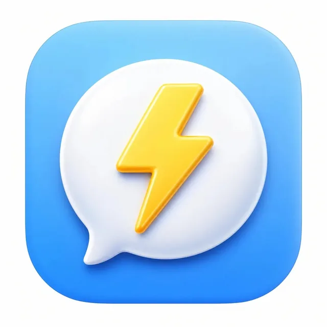 A single squircle icon for the Flash Chat app, centered on a white canvas with padding, occupying 80% of the canvas. Modern light skeuomorphic macOS App Store style, smooth continuous rounded corners.
