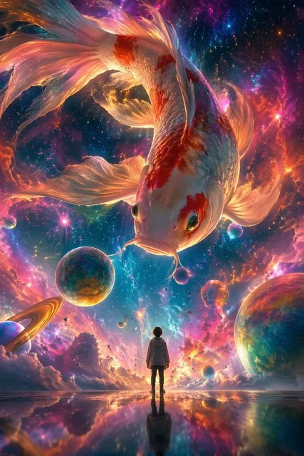 巨型锦鲤星云超现实海报