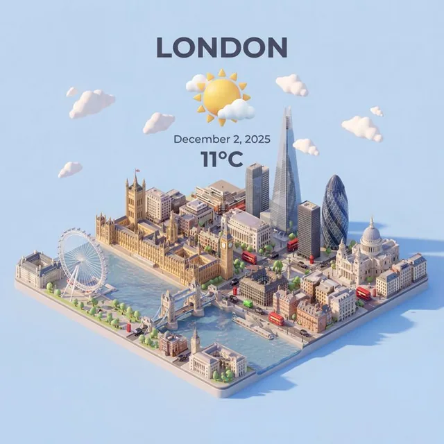 A 45-degree top-down isometric miniature 3D cartoon scene of a city, showcasing iconic landmarks with soft textures, realistic PBR materials, gentle lighting, and weather-integrated atmosphere, featuring centered text at the top.