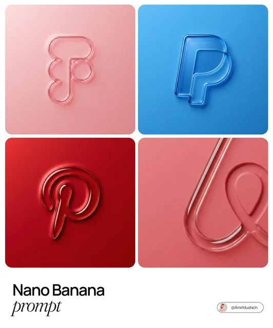 A 3D embossed glossy contour render of a center-aligned brand logo on a flat surface, featuring a monochromatic color palette with soft tonal gradients, raised smooth glass bezel, matte finish, and soft diffuse lighting with strong specular highlights.