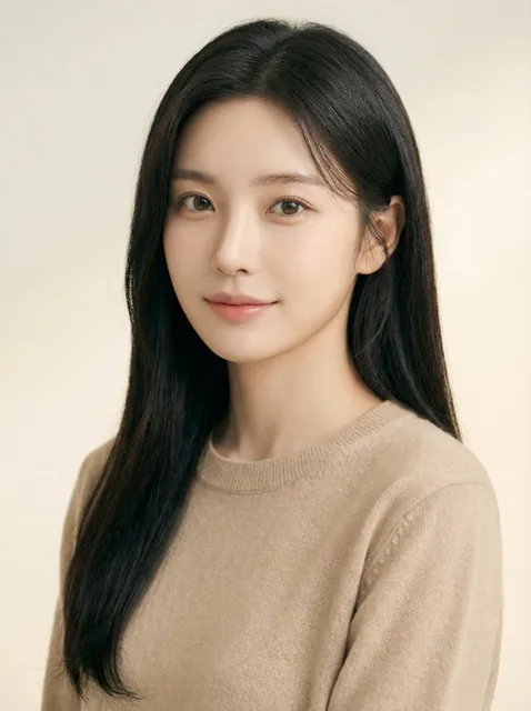 A Korean-style professional portrait of a person in urban casual attire, featuring a half-body shot with soft butterfly or Rembrandt lighting, clear facial contours, natural eye highlights, and a pure or low-saturation gradient background, conveying a quiet and elegant atmosphere.