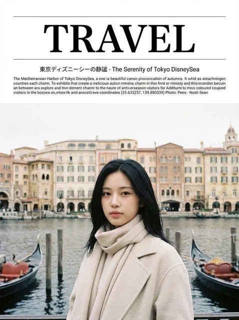 A woman with a calm expression is featured in a minimalist travel magazine layout, set against a soft, diffused natural light. The image emphasizes clean typography and ample white