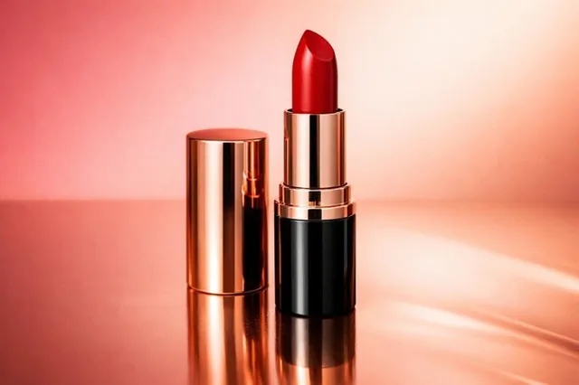A sleek product placed on a reflective surface, illuminated by gradient studio lighting with soft color tones, showcasing a sharp focus and modern aesthetic typical of high-end advertising photography.