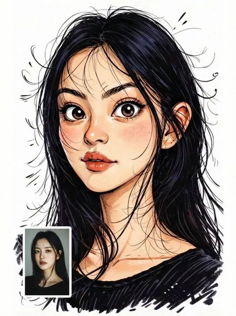 A digital illustration showcasing a modular transformation of an uploaded image into five distinct cartoon styles: caricature, kinetic ink sketch, graphic cel-shaded, Doraemon anime, and Looney Tunes slapstick, rendered in ultra-high definition with clean composition.