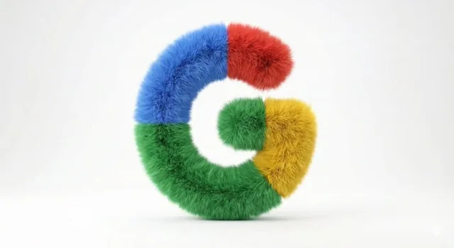 An ultra-realistic 3D render of an official brand logo covered in soft, fluffy fur with visible fine hair strands, featuring exact original shape and colors, placed on a clean white background with studio lighting.