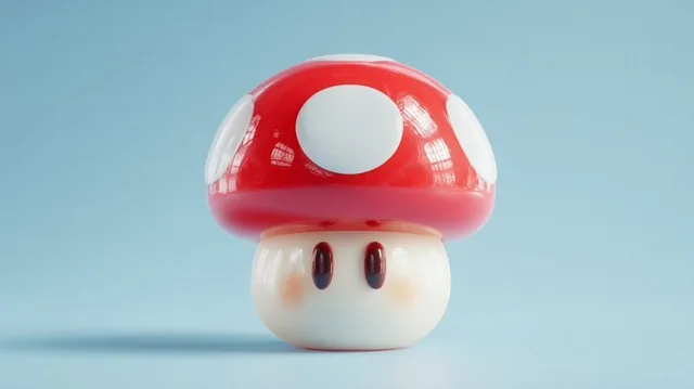 A high-resolution 3D render of a cute plasticine pop culture object or symbol in pastel colors, featuring smooth rounded materials and soft lighting, isolated on a solid color background with subtle shadows, styled with 80s aesthetics.