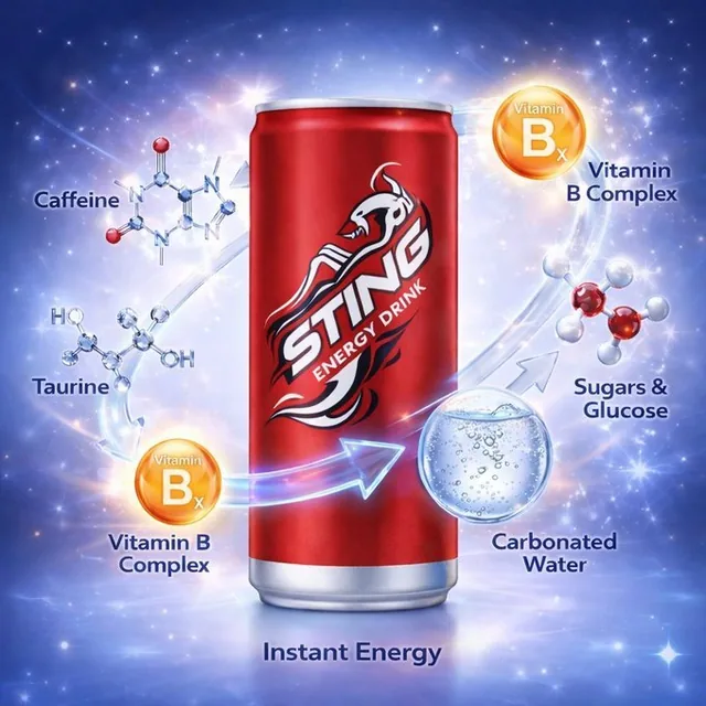 A hyper-realistic digital illustration of a Mountain Dew aluminum can in bright neon green with metallic finish, centered against a cosmic energy-themed gradient background of green, teal, and cyan with glowing particles and radial energy glow. Semi-transparent cyan energy arrows flow around the can