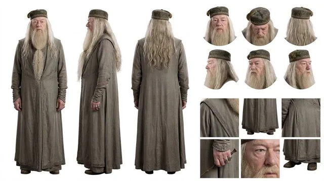 A high-definition, minimalist character design reference sheet on a pure white background, featuring a full-body three-view turnaround on the left, headshot references in the upper right, and detailed close-ups of clothing and features in the lower right, arranged in a clean, professional layout.