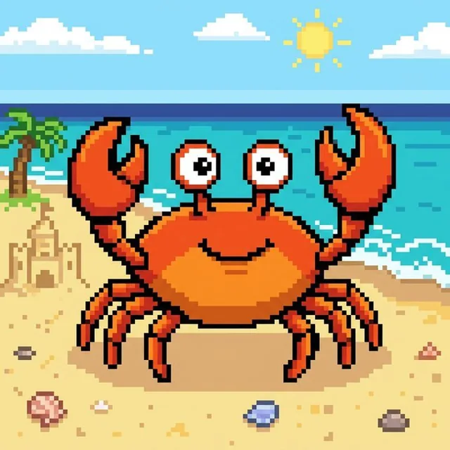 A cute, cartoon-style animal character rendered in a retro pixel art format with blocky, low-resolution details.