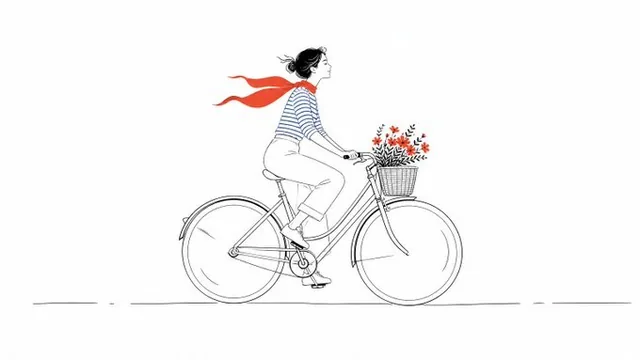 A minimal illustration featuring clean thin lines with selective vibrant color accents, lots of negative space, refined composition, modern editorial style, elegant and simple.