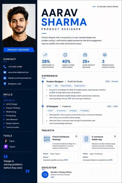 A professional corporate poster designed for a sales and marketing professional, featuring a dark sidebar with contact info and skills, and a main content area showcasing KPIs and experience.