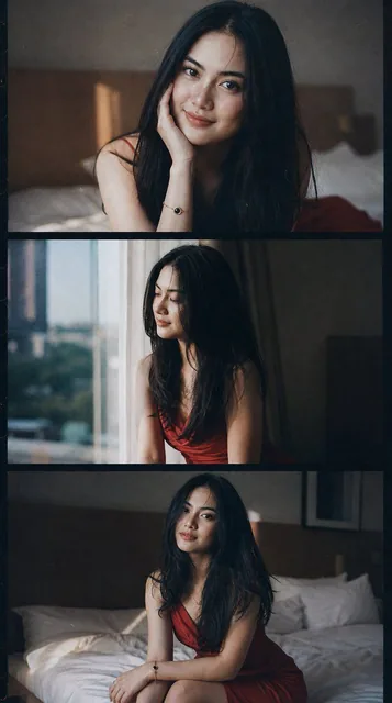 A cinematic 3-frame sequence with horizontal frames stacked vertically, full bleed. Each frame shows a different moment with clear progression: close-up, mid shot, wider angle. Cool tones, high contrast, deep blacks, natural skin tones, soft directional light, subtle film grain, slight motion blur,