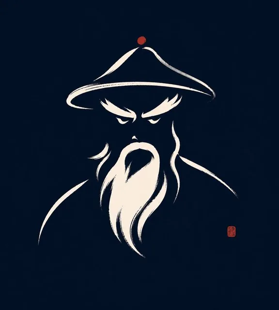 A minimalist line art avatar in 1:1 ratio, using no more than six expressive brush strokes to capture the essence of a subject (person, animal, or plant) with flowing, rhythmic lines on a dark background.