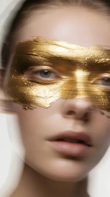 Close-up beauty portrait featuring a heavy horizontal motion blur that creates a double-exposur...