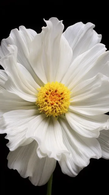 A close-up macro photograph of a pristine white flower blooming prominently against a stark sol...