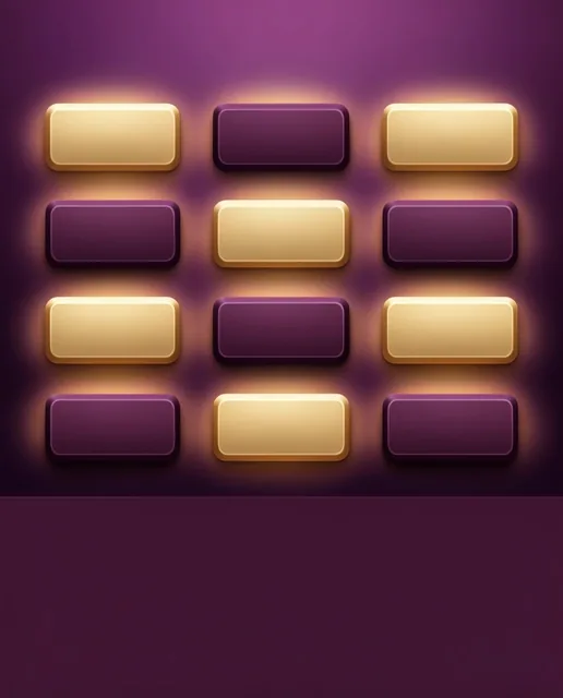 grid of twelve blank rectangular buttons arranged in four rows and three columns, alternating b...