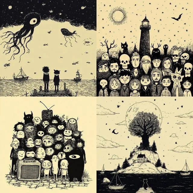 Whimsical Monochrome Surrealism