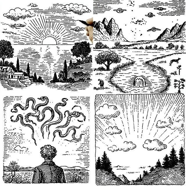 Intricate Monochrome Etching