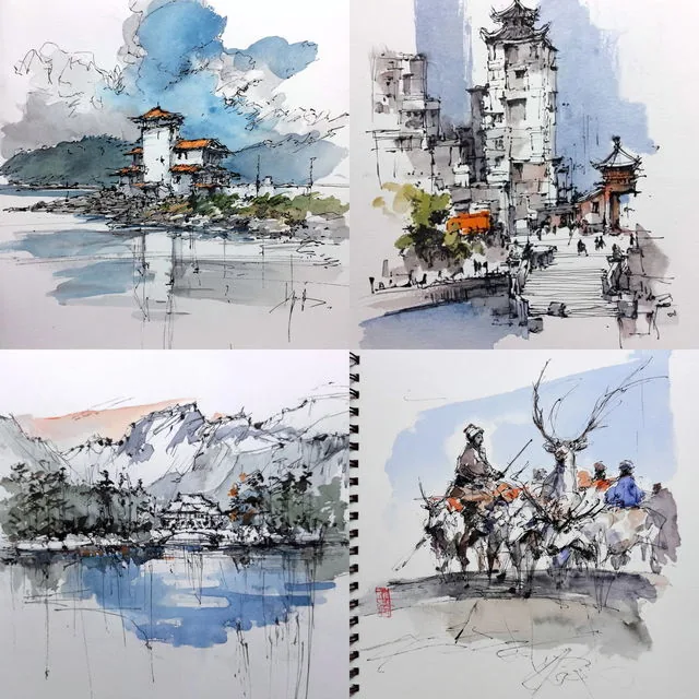 Expressive Watercolor Sketches