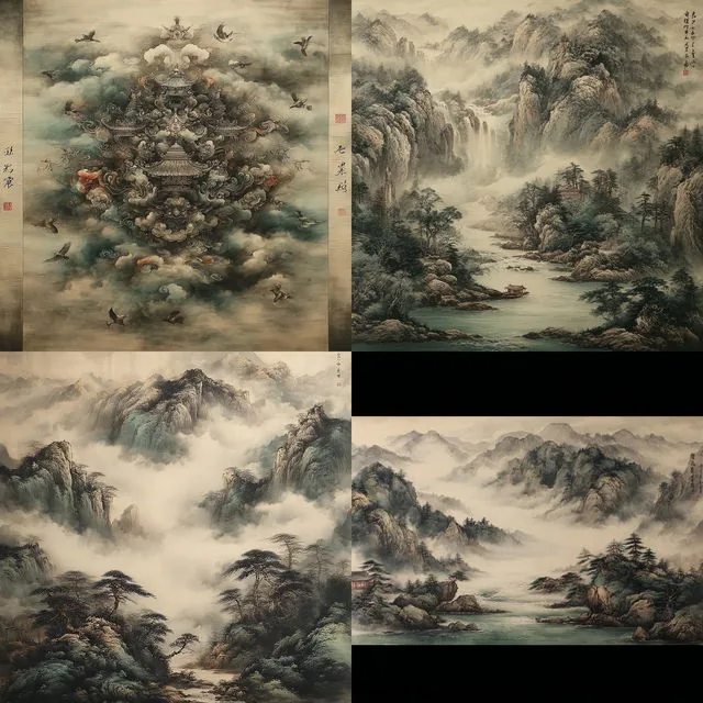 Ethereal Ink Landscapes
