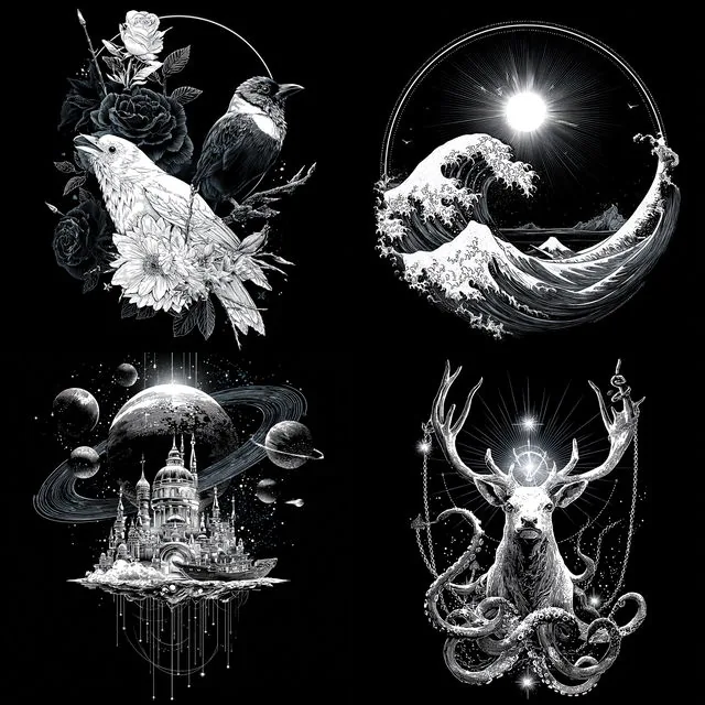 Monochrome Cosmic Intricacy