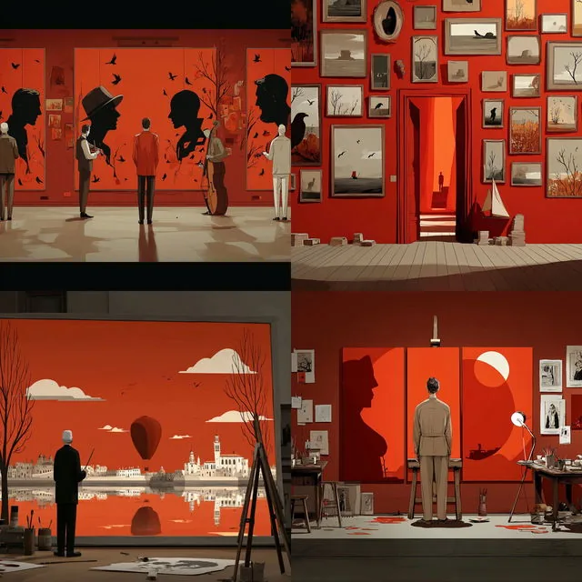 Surreal Crimson Silhouettes