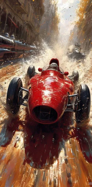red race car, in the style of sam spratt, historical illustrations, old masters, genndy t...