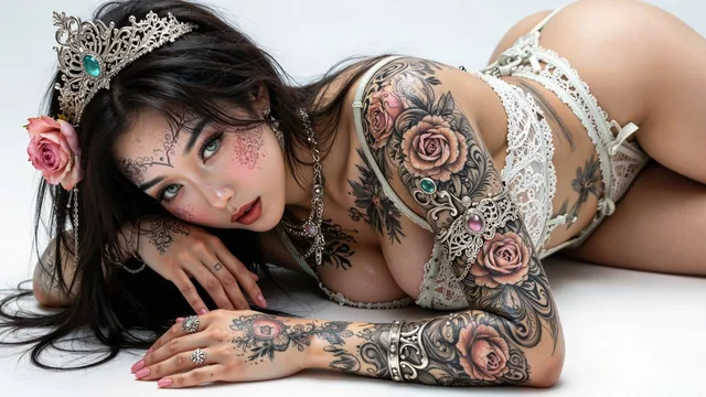 A highly detailed, photorealistic, cinematic extreme wide close-up of a beautiful young e...