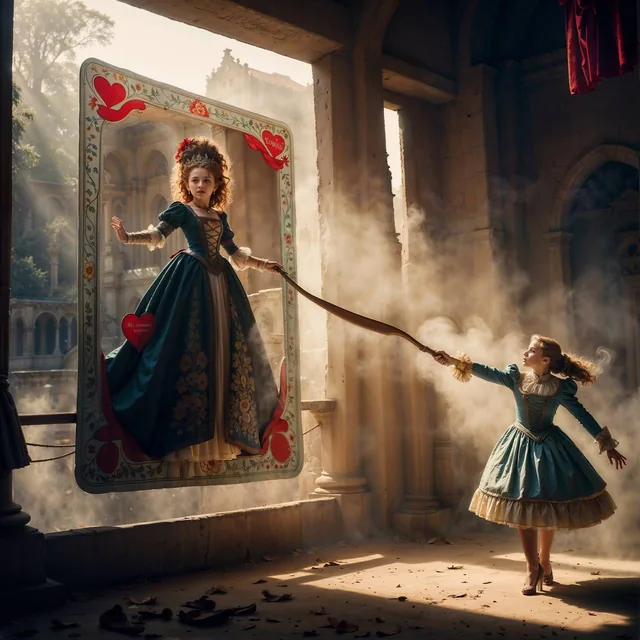 A digitally created epic brilliant lavish detailed image presenting a story of two charac...