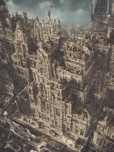 Baroque rococo architecture, architectural photography, post apocalyptic New York, hyperr...