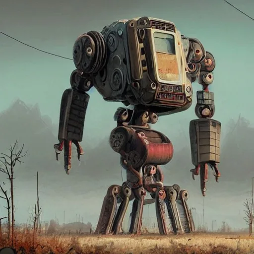 a very large realistic highly detailed imposing robotic mechanical monster, (designed by...