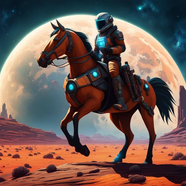 space cowboy, futuristic, detailed space, sci-fi, cyberpunk, detailed textures, epic atmo...