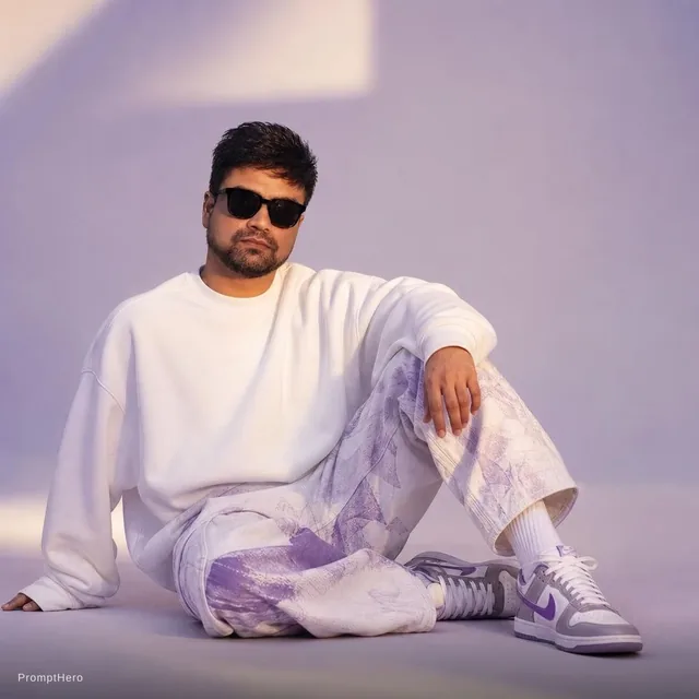 Oversized white sweatshirt, white purple oversized combat jean, styled with footwear: whi...