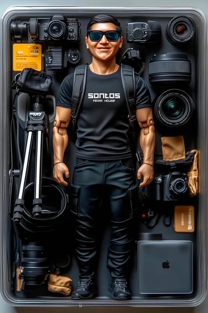 Action figure packaging design, featuring a tall, well-groomed 20-year-old man as a colle...