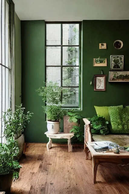 high resolution photography interior design, wooden floor, small windows opening onto the...