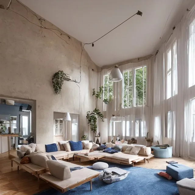high resolution photography interior design, dreamy sunken living room conversation pit,...