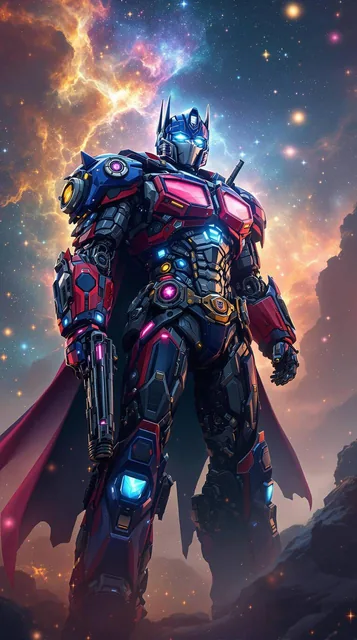 Optimus Prime as a real life space cowboy| futuristic western| detailed space bounty hunt...