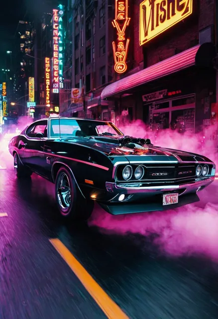 Alien-themed A late '60s muscle car,chrome-trimmed and powerful,revs its engine as it pre...