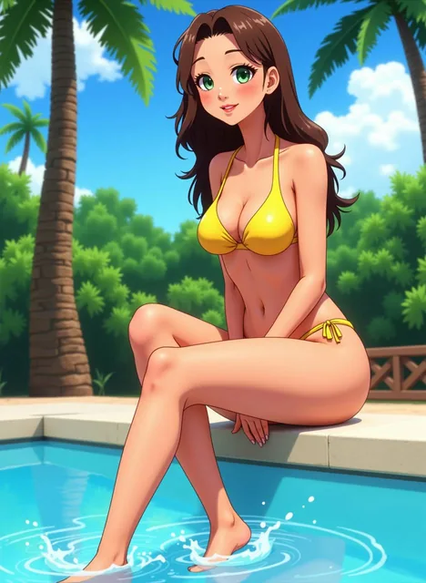 No People in the background, attractive adult woman, digital anime style, symmetrical fac...