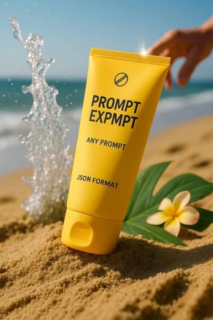 { "scene": "Product Photography - Sunscreen on Beach", "subject": { "type": "sunscreen tu...