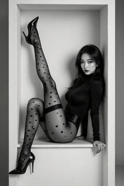 Character: A beautiful East Asian woman with long, dark hair that flows down her back and...