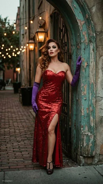 Jessica Rabbit beautiful charismatic girl,athletic body, gorgeous figure, interesting sha...