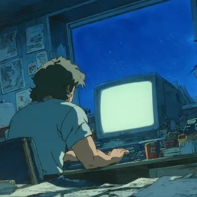Anime, Blue, Vintage