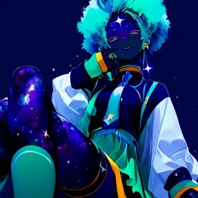 Anime, Blue, Black, Green