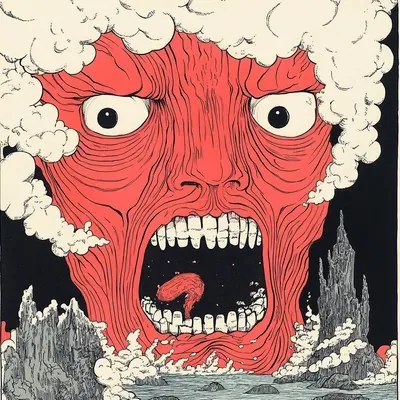Red, Manga art, Vintage, Illustration, Comic book