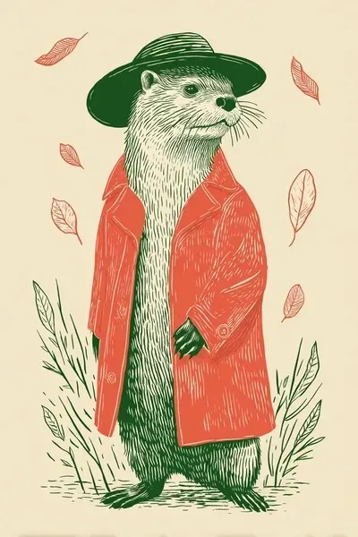 Illustration, Ink and watercolor, Vintage