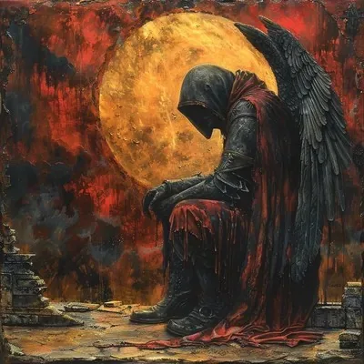 Red, Dark fantasy, Oil painting