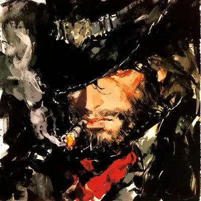 Red, Illustration, Oil painting, Black