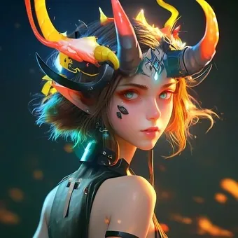 Orange, Green, 3D
