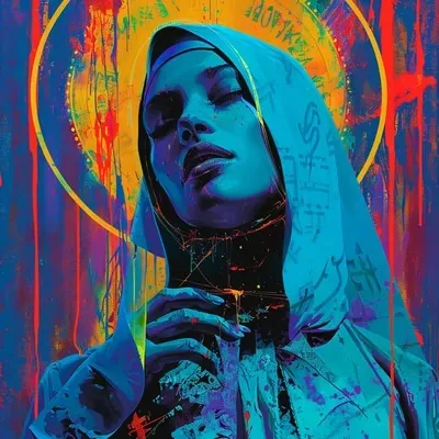 Oil painting, Surrealistic, Poster design, Blue, Orange